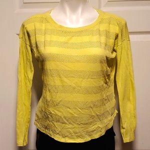 Aeropostale Striped Polka Dots Gray/Yellow Women's Long Sleeve Top - Size XS